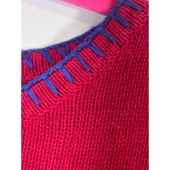 Quacker Factory Knit Sweater 2x Red Sequin Vtg Lighthouse Retro Classic Preppy - Picture 6 of 15